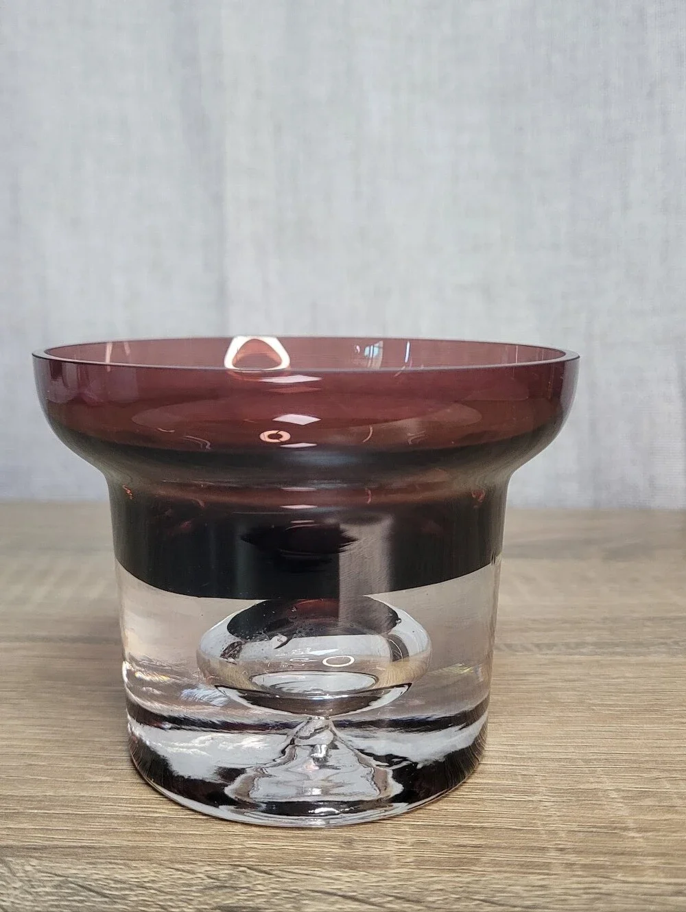 Vintage Krosno Purple Amethyst Glass Votive Candle Holder - Home Accent